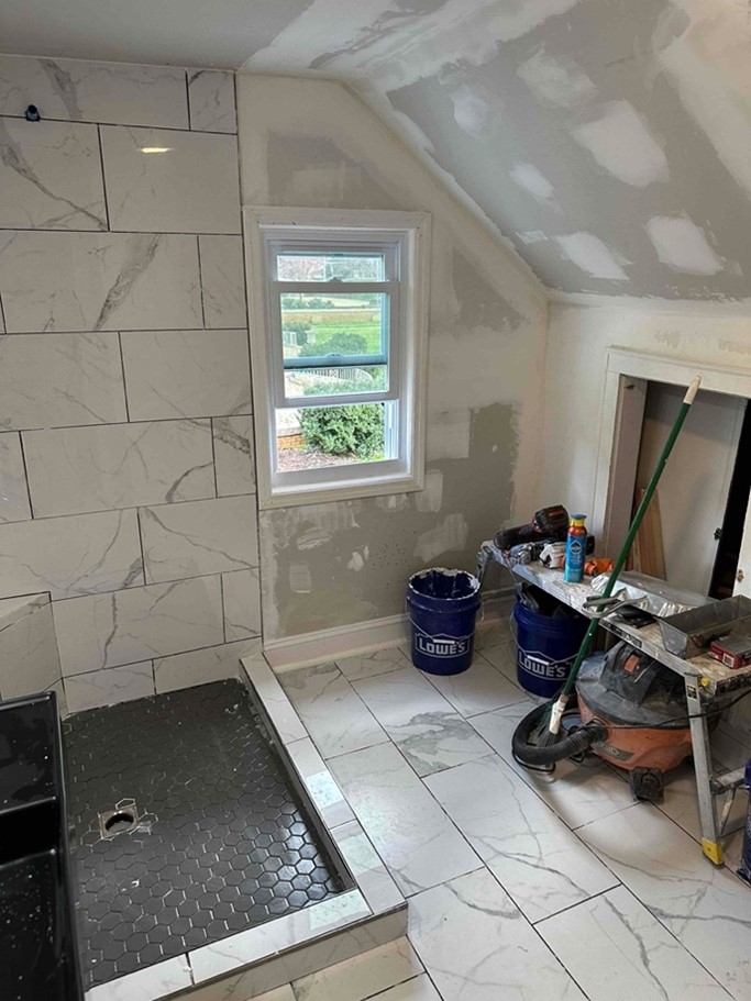 Shower remodel project featuring tile work in Boiling Springs SC.