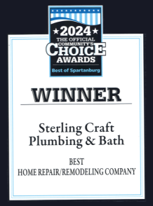 Sterling Craft Plumbing & Bath is the 2024 Choice Award Best of Spartanburg Winner for Best Home Repair/Remodeling Company.